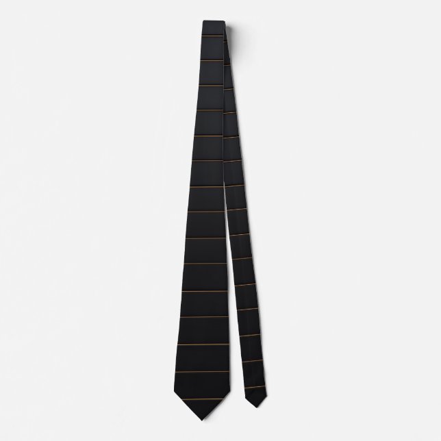 Classic Black & Gold Horizontal Stripe Tie (Front)