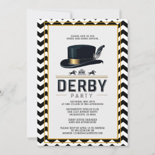 Classic Black & Gold Kentucky Derby Party Invitati Invitation