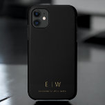 Classic Black Gold Minimalist Monogram Name<br><div class="desc">Elevate your smartphone with our Classic Elegant Modern Minimalist Monogram Name iPhone Case. This meticulously designed case combines timeless sophistication with contemporary minimalism. Crafted to perfection, it not only protects your device but also adds a touch of personalised style. The monogram and name customisation options make it uniquely yours, adding...</div>
