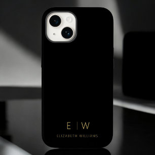Classic Black Gold Minimalist Monogram Name Case-Mate iPhone 14 Case
