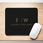 Classic Black Gold Minimalist Monogram Name Mouse Mat<br><div class="desc">Upgrade your workspace with our Classic Elegant Modern Minimalist Monogram Mouse Pad. This sophisticated mouse pad seamlessly marries timeless elegance with contemporary minimalism, adding a touch of refinement to your desk. Crafted with meticulous attention to detail, this mouse pad is more than just a functional accessory; it's a personalised statement....</div>