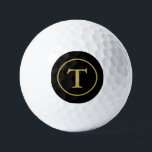 Classic Black & Gold Monogrammed  Golf Balls<br><div class="desc">A modern,  minimalist design with a black background and a gold-coloured border and a letter in the centre that you can personalise with your initial. This would make a great Father's Day gift or a birthday or Christmas present as well !</div>