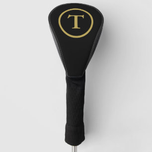 Classic Black & Gold Monogrammed  Golf Head Cover