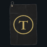 Classic Black & Gold Monogrammed  Golf Towel<br><div class="desc">A modern,  minimalist design with a black background and a gold-coloured border and a letter in the centre that you can personalise with your initial. This would make a great Father's Day gift or a birthday or Christmas present as well !</div>