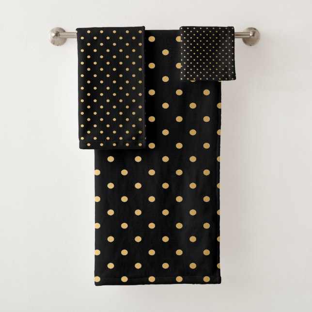CLASSIC  BLACK GOLD SPOT BATHROOM TOWEL SET (Insitu)
