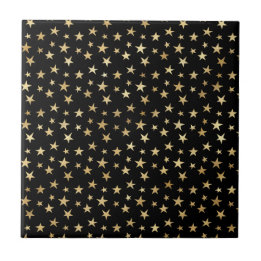 Classic Black Gold Stars Illustration Tile