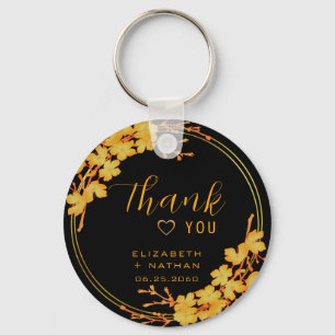 Classic Black & Gold Wedding Thank You Key Ring