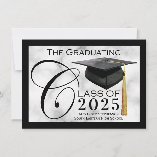 Classic Black Graduation Announcement (Front)