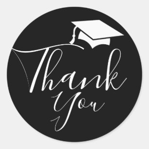 Classic Black    Graduation Cap Round Sticker