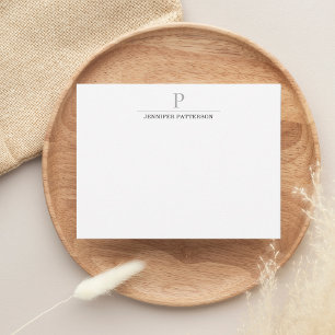Classic Black Grey Lined Monogram Card