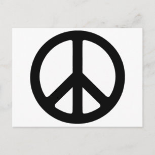 Classic Black Groovy Peace Symbol Postcard