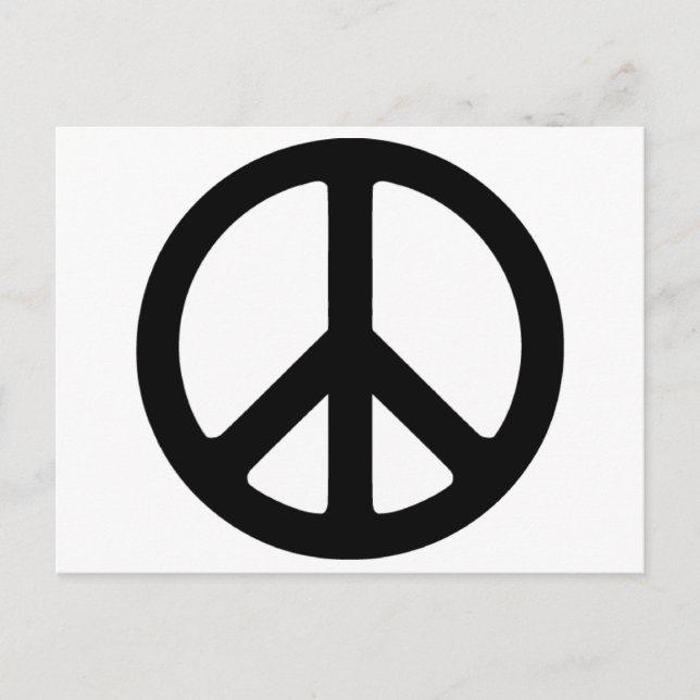 Classic Black Groovy Peace Symbol Postcard (Front)