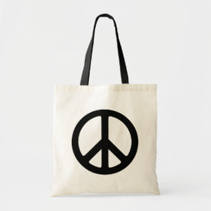 Classic Black Groovy Peace Symbol Tote Bag