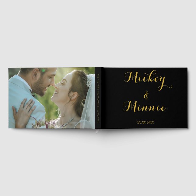 Classic Black Guest Book with Custom Text & Photo (Full)