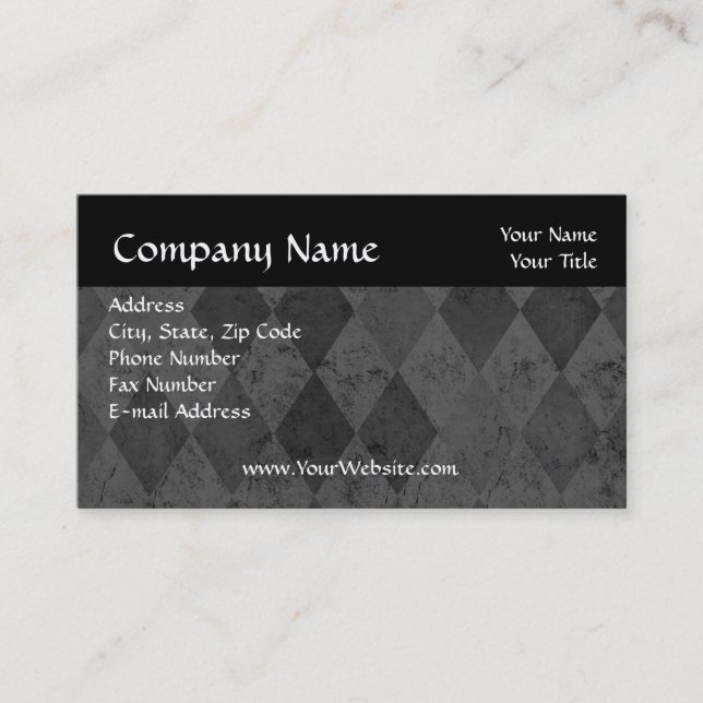 Classic Black Harlequin Business Card (Front)