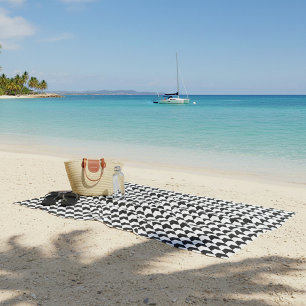 Classic black houndstooth pattern beach towel