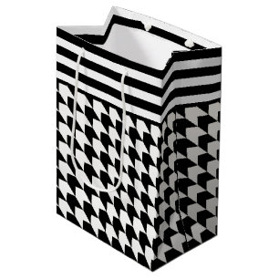 Classic black houndstooth pattern medium gift bag