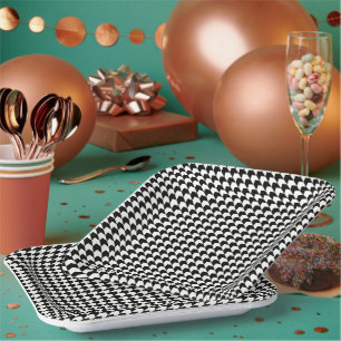 Classic black houndstooth pattern paper plate