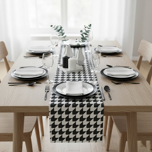 Classic black houndstooth pattern short table runner (Creator Uploaded)