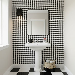 Classic black houndstooth pattern wallpaper