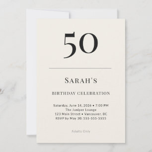 Classic Black & Ivory 50th Birthday Celebration Invitation