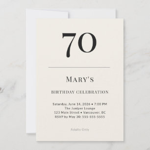 Classic Black & Ivory 70th Birthday Celebration Invitation