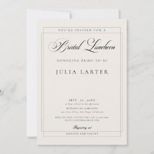 Classic Black Ivory Calligraphy Bridal Luncheon Invitation