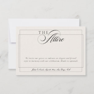Classic Black Ivory Calligraphy Formal Attire Code Invitation