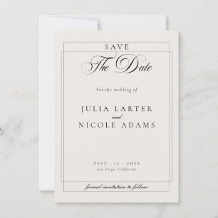 Classic Black Ivory Calligraphy Photo Wedding Save The Date