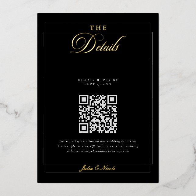 Classic Black Ivory Calligraphy QR Code Details (Front)