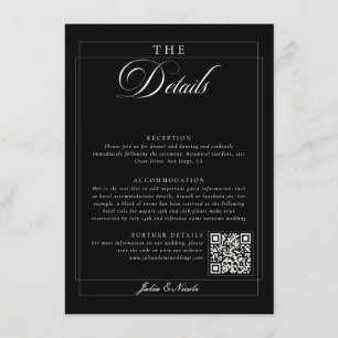 Classic Black Ivory Calligraphy QR Code Details Enclosure Card