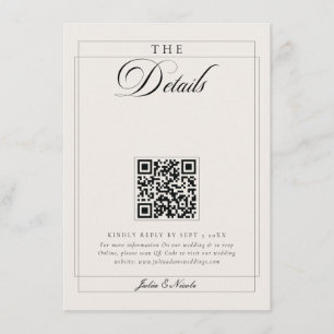 Classic Black Ivory Calligraphy QR Code Details Enclosure Card