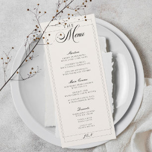 Classic Black Ivory Calligraphy Wedding Menu