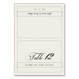 Classic Black Ivory Calligraphy Wedding Place Card