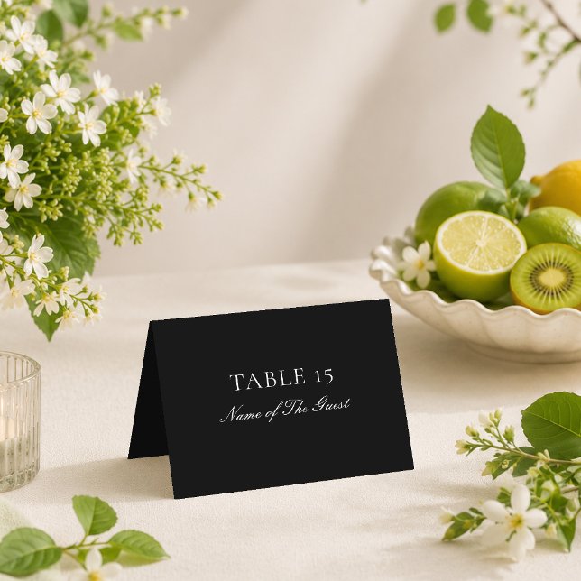 Classic Black Ivory Calligraphy Wedding Place Card (Creator Uploaded)