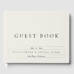 Classic Black Ivory White Calligraphy Wedding Guest Book