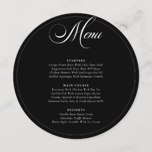 Classic Black Ivory White Calligraphy Wedding Menu