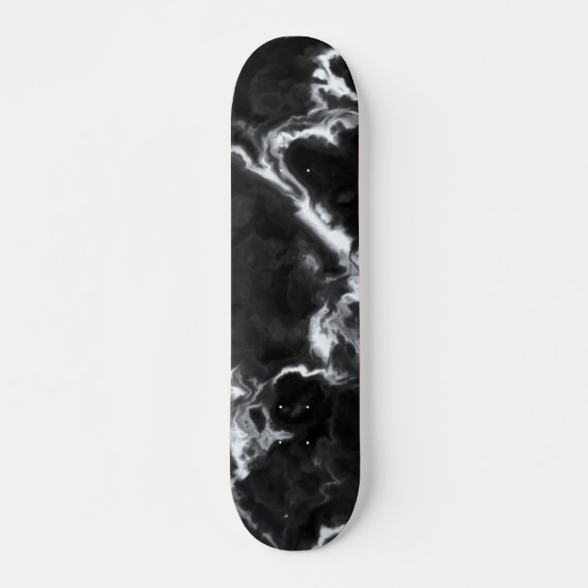 Classic Black Marble gray white Skateboard (Front)