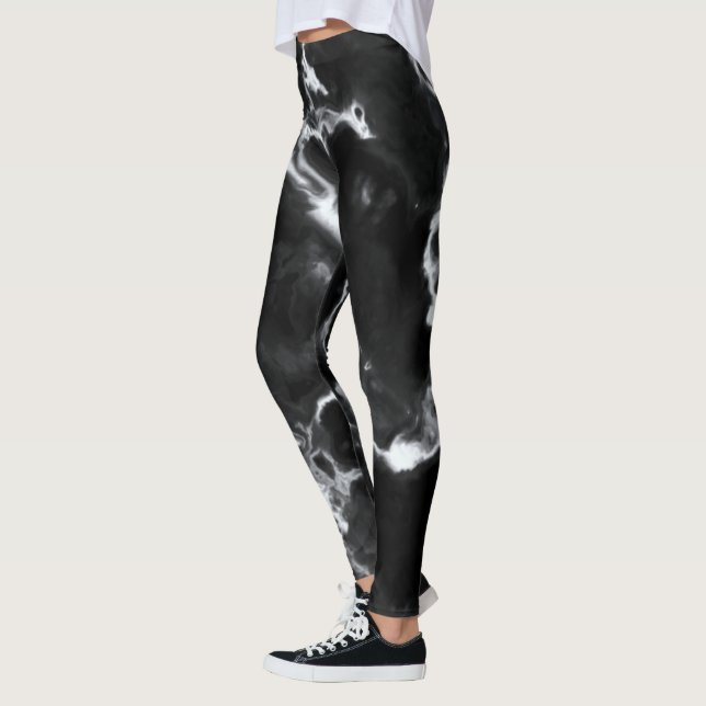 Classic Black Marble grey white custom diy Leggings (Left)