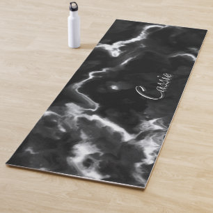 Classic Black Marble monogram gray white custom Yoga Mat