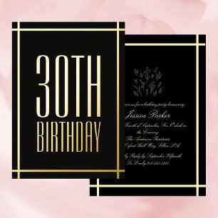 Classic Black Minimalist Foil Invitation