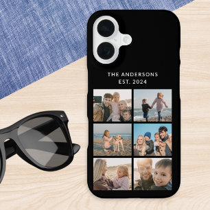 Classic Black Multi Photo Collage Personalised iPhone 16 Case
