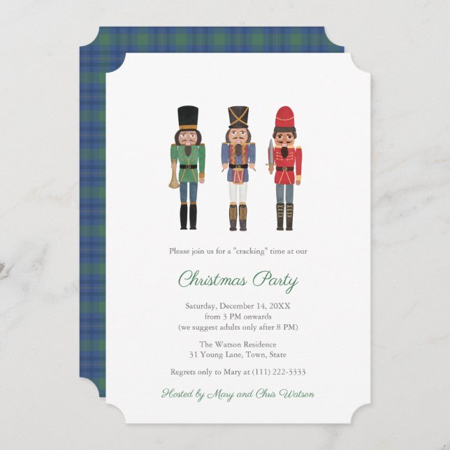 Classic Black Nutcracker Family Holidays Party Invitation (Front/Back)
