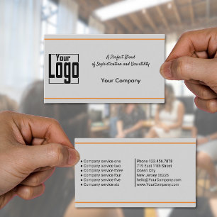 Classic Black Orange Grey Service List Company Business Card