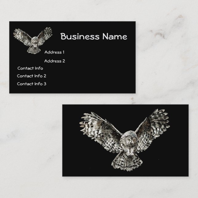 Classic Black Owl Bird  Wildlife, Nature Business Business Card (Front/Back)