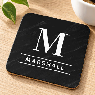 Classic Black Personalised Family Monogram Initial Coaster