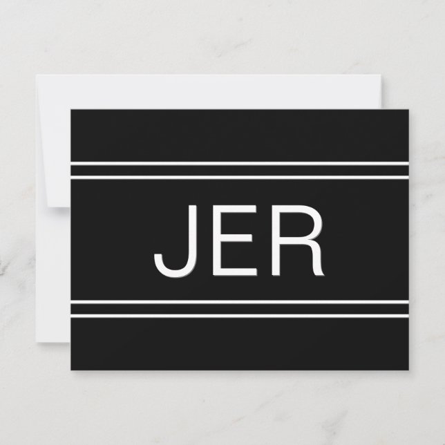 Classic Black Personalised Monogram Name Initial Card (Front)