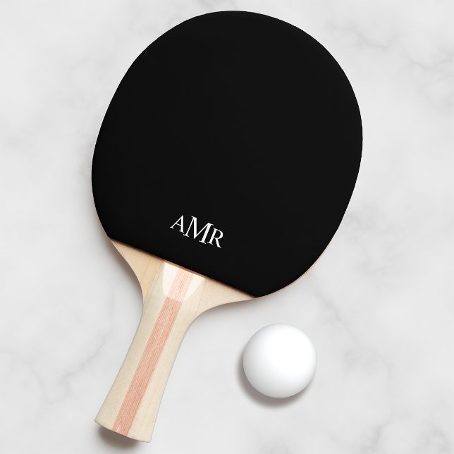 Classic Black Personalised Monogram Ping Pong Paddle (Creator Uploaded)