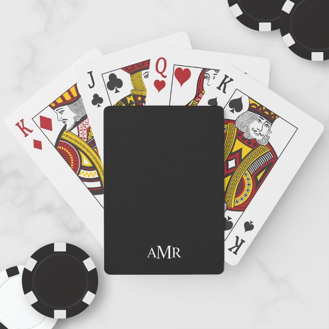 Classic Black Personalised Monogram Playing Cards (Creator Uploaded)