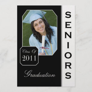 Classic Black Photo Graduation Announcements